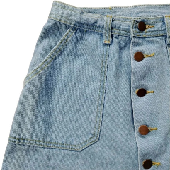 Light Wash Denim Jean Mini Skirt,  Button Down, S - Picture 3 of 6